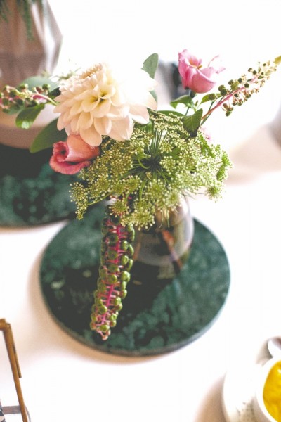 Vintage inspired wedding table centres