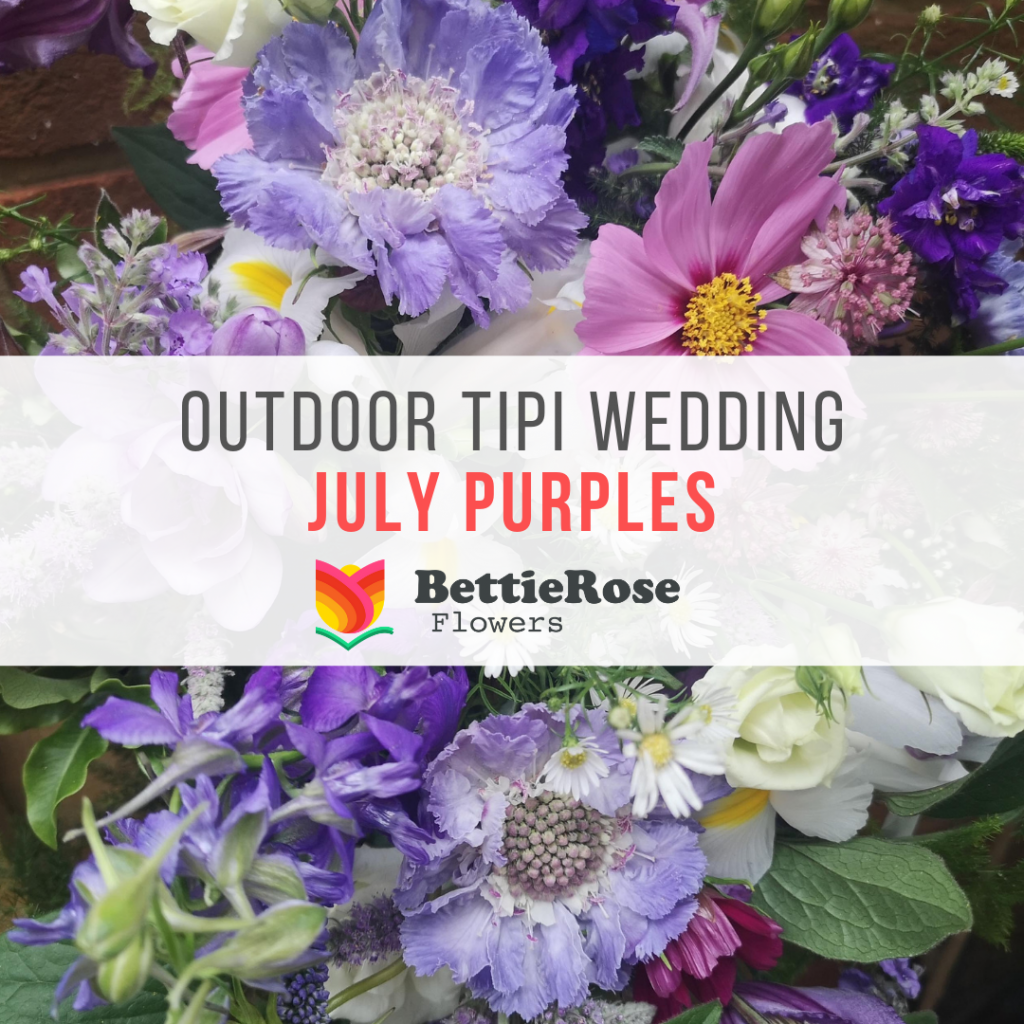 purple wedding flowers for an outdoor July wedding