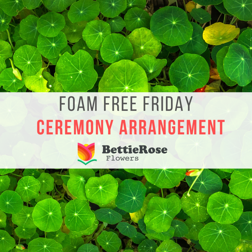 foam free long and low ceremony arrangement