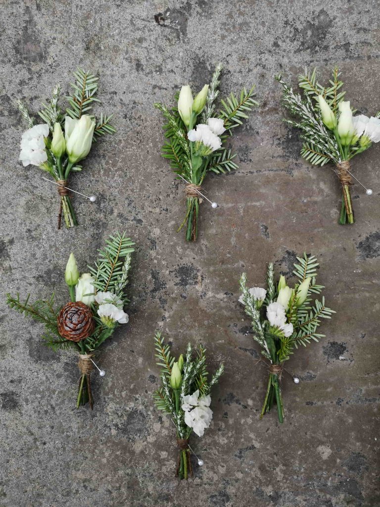 winter seasonal buttonholes at pangdean barn brighton