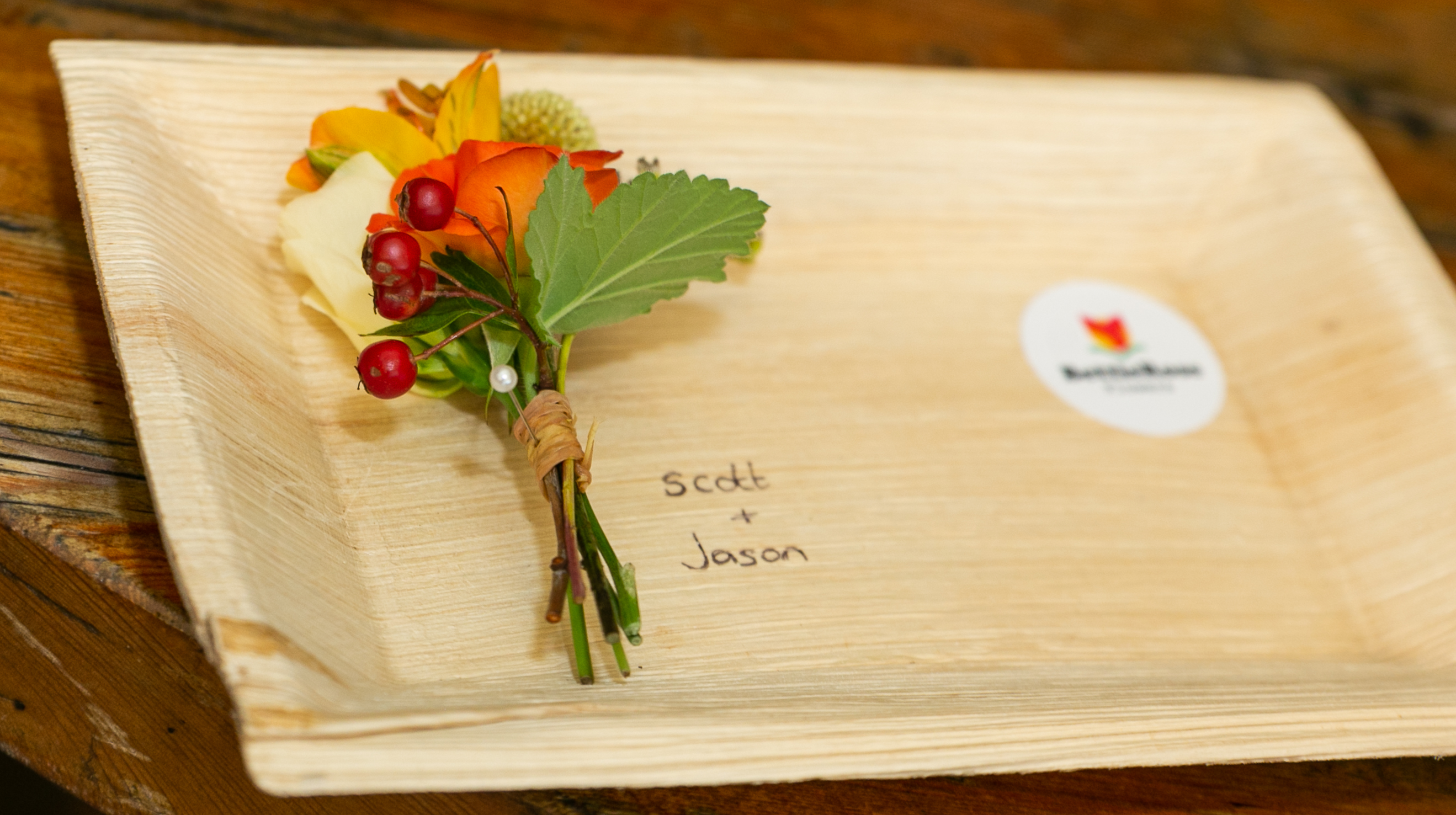 grooms buttonhole at pangdean barn