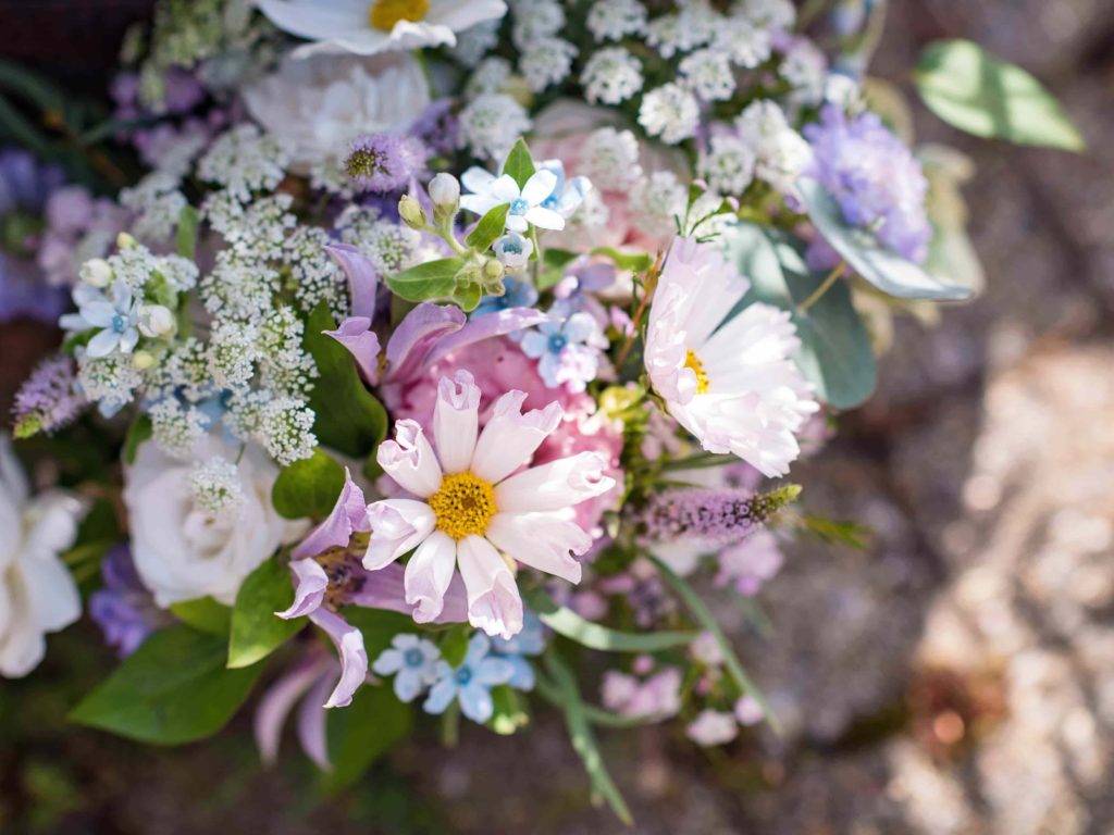 pastel flowers at pangdean barn in brighton